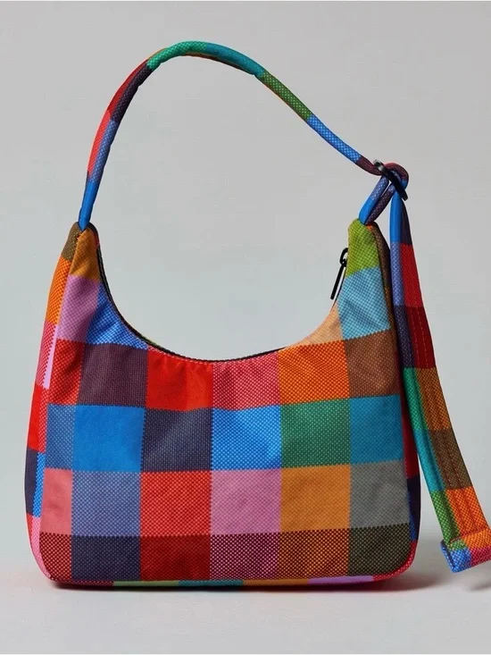 BAGGU Mini Nylon Shoulder Bag - Madras - Picture 6 of 8